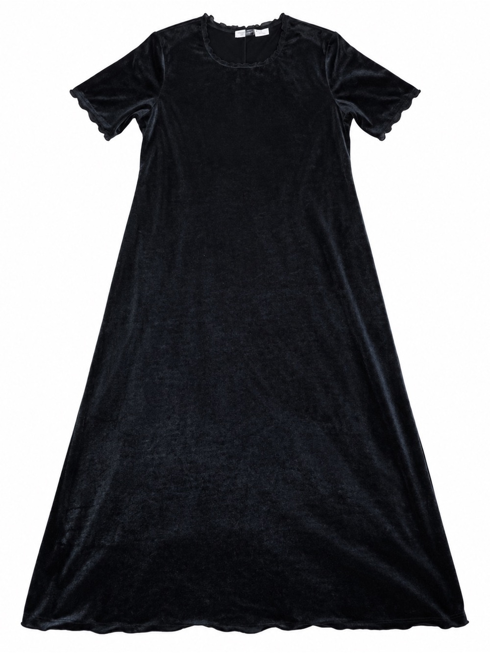 Black Velvet Plus Size 16W Black Velvet Maxi Dress Ruffle Trim Short Sleeve Goth
